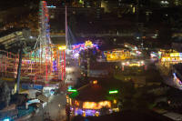 View from the Riesenrad of part of the Prater fun-fair, at night