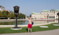 Tourist and Ai Wei Wei artworks in front of the Upper Belvedere