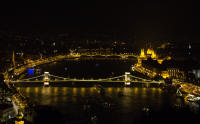 Széchenyi (Chain) Bridge and Parliament from Gellért Hill at night