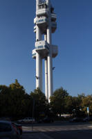 Composite of Žižkov TV Tower, with crawling babies by David Černý