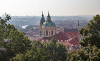 Kostel sv. Mikuláše (St Nicholas church) and the view to the south from Prague Castle