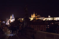 Prague Castle from Charles Bridge, at night