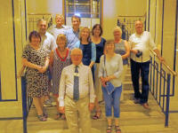 Tour group, L to R by head: tourist, Andy Long, tour manager Eric Wise, Jane Cheverton, Ian Finch, Tina Finch, Chris, Sheila, John Willison, Sandra Long, Fiona George, and Fred George