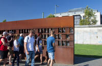 Memorial to people killed crossing the Berlin Wall in the memorial garden at Bernauer Straße