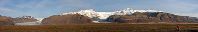 Panorama of Skaftafellsjökull, Svínafellsjökull and Hvannadalshnúkur