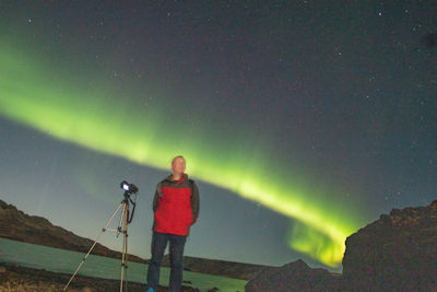 Tourist, photo by Northern Lights trip guide Jóhann Guðni Jóhannsson ("Gunni")