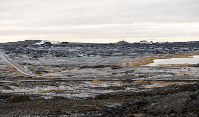 Fumarole, Reykjanes lighthouse and geothermal power plant