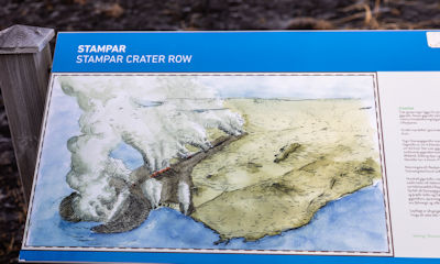 Sign explaining the Stampar crater row