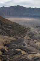 Panorama of the Tengger caldera from the rim of the crater of Mount Bromo