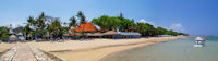 Panorama of the Puri Santrian's beach-side restaurant area