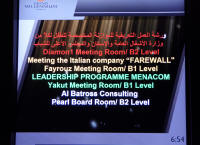Welcome sign at the Grand Millennium Hotel welcoming “Al Batross Consulting”