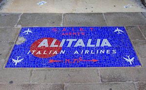 Alitalia mosaic in the pavement