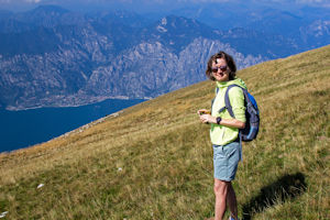 Magda on Monte Baldo with Limone in background