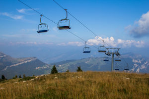 Empty chairlift chairs