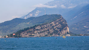 Limestone outcrop between Riva and Torbole from the ferry approaching Riva