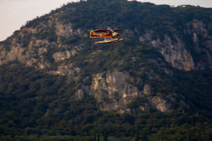 Small plane tracking the ferry from Garda to Salò