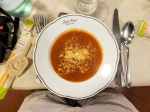 Cream of tomato soup with ginger (and Parmesan)
