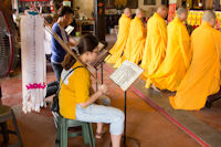 Musicians and worshippers in Cheng Hoon Teng temple