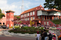 Clock Tower and the Stadthuys, with distance signs