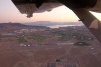 Boulder City from the air, Lake Mead in the background