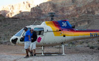 The helicopter on landing within the Canyon