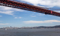 Downtown and the central span of the Golden Gate Bridge