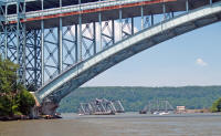 Henry Hudson road bridge and rotated rail bridge at Northern tip of Manhattan