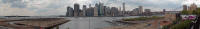 Panorama from Brooklyn Heights of Governor’s Island, Liberty Island, downtown Manhattan, Brooklyn Bridge