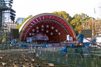 TV crews preparing for Boston Pops 4th July concert at the Hatch Shell