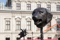 Circle of animals / zodiac heads: an Ai Wei Wei artwork in the garden in front of the Upper Belvedere