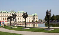 Circle of animals / zodiac heads: an Ai Wei Wei artwork in the garden in front of the Upper Belvedere