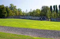 No-man’s land between the two parts of the Berlin Wall in the memorial garden at Bernauer Straße
