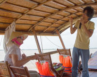 Sally and ??? on Mekong cruising boat