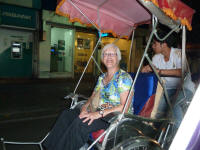 Christine in her rickshaw