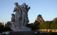 Atypical Japanese statues near Hiroshima castle