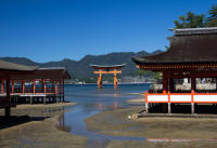 O-torii “floating” gate at medium tide from Itsukushima-jinja shrine