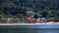 O-torii “floating” gate at low tide from returning ferry