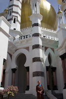 Tourist outside the Ubudiah Mosque