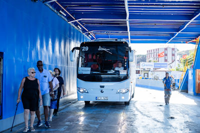 The tour bus and driver Amir on the ferry from Eceabat to Çanakkale